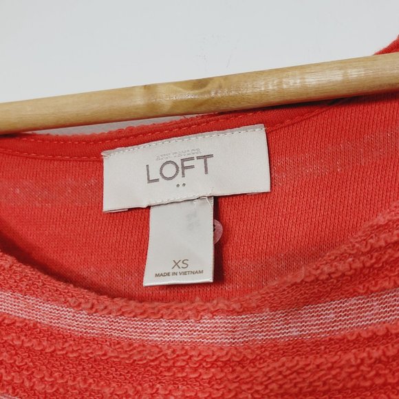 Loft Orange Cap Sleeve Cotton Faux Side Tie Waist Stripe Business Casual Travels - Picture 3 of 11